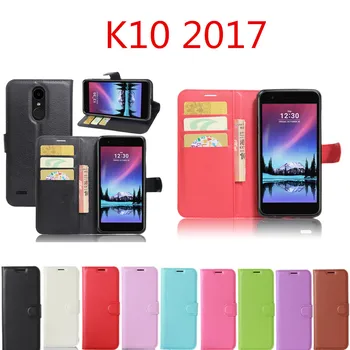 For LG K10 (2017) Sag 5.3 tommer Wallet-Style Læder Litchi Tekstur Book Cover Til LG K10 2017 X400-M250 K20 plus Telefon Taske Sag