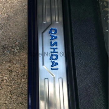 For Nissan Qashqai J11 2016 Scuff Plate Dør Karmen Rustfrit Stål Velkommen Pedal Protector Klistermærker Bil Styling Tilbehør