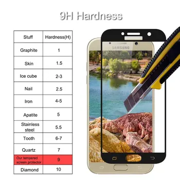 For Samsung Galaxy A3 A5 A7 2017 9H Hårdhed 3D Fuld Dækning Boble-Fri Guld Hærdet Glas Skærm Protektor til A320 A520 A720