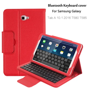 For Samsung Galaxy Tab 10.1 2016 T580 T585 T580N T585N Bluetooth-Tastatur Portfolio PU Læder Folio Case Cover + Pen + Film