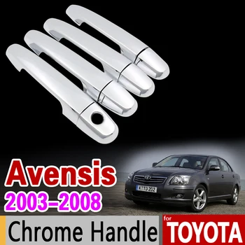 For Toyota Avensis 2003 - 2008 Krom dørhåndtag Dække Trim Sæt T250 T25 2004 2005 2006 2007 Tilbehør Mærkat Bil Styling