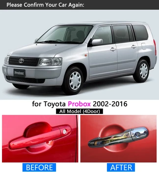 For Toyota Probox 2002 - 2016 Krom Håndtag Dække Trim Sæt 2003 2005 2006 2008 2011 2013 Tilbehør til Bilen Klistermærker Bil Styling