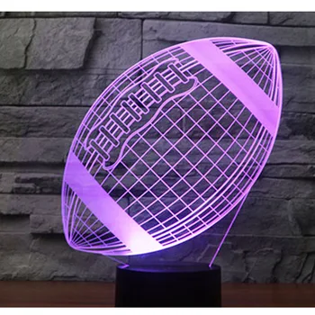 Forbløffende 3D-LED-Lampe Rugby Form LED Nat Lys med 7 Farver Magiske Panel 3D optisk illusion LED lys
