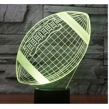 Forbløffende 3D-LED-Lampe Rugby Form LED Nat Lys med 7 Farver Magiske Panel 3D optisk illusion LED lys