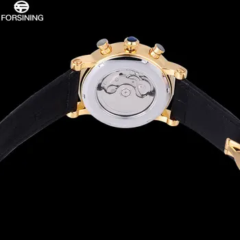 FORSINING Mode Afslappet Mænd Ser Mænd ' s Automatiske Mekaniske Armbåndsure Komplet Kalender Rom Stil Dial Leather Band Clock