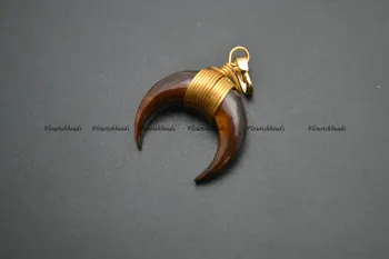 Forskellige Naturlige farve Shell OX Horn, Guld Farve Ledning Viklet Vedhæng passer Halskæde gøre