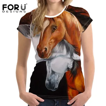 FORUDESIGNS 3D Crazy Horse Kvinder Casual T-Shirt Til Piger Sommeren Kvindelige Shirt Korte Ærmer Ladies T-shirts Kvinde Feminine Toppe