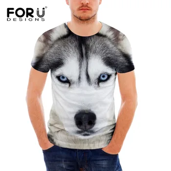 FORUDESIGNS Cool 3D Dyr Ulven T-Shirt til Mænd Casual Sommer Short Sleeve Tee Shirt Mandlige T-Shirt Mode Dog Husky Trykt Toppe