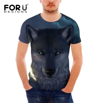 FORUDESIGNS Cool 3D Dyr Ulven T-Shirt til Mænd Casual Sommer Short Sleeve Tee Shirt Mandlige T-Shirt Mode Dog Husky Trykt Toppe