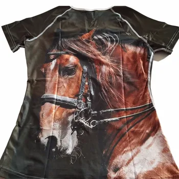 FORUDESIGNS Kvinder 3D Hest kortærmede T-Shirt Engros Casual Kvinde Sommer Toppe Kvindelige Skjorter Feminine Elastisk Shirts Mujer