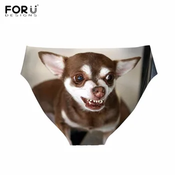 FORUDESIGNS Sjove 3D Hund Chihuahua Print Kvinder Trusser Mode Bodybuilding Piger Traceless Undertøj Åndbar Problemfri Kort