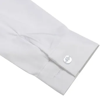 Forår Sommer Kvinders Kontor Formelle Shirts Snøring Lange Ærmer Pjusket Nakke Slank Bluse Casual-Solid Hvid Skjorte Toppe