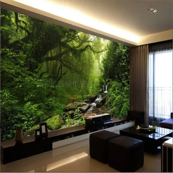 Foto 3D tapet Tilpasset det naturlige sollys grønne øje skov landskab mur til mur 3D-soveværelse til stue baggrund