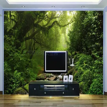 Foto 3D tapet Tilpasset det naturlige sollys grønne øje skov landskab mur til mur 3D-soveværelse til stue baggrund