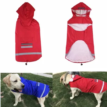 FP24 Stor Hund Regnjakke Vandtæt Hætte Regn Jakke Reflekterende Tøj Tøj til Golden Retriever Labrador-3XL-5XL