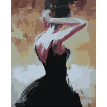 Framless billeder Figur Maleri Dansende pige maleri af numre til indretning billede lærred maleri Abstract Olie Maleri