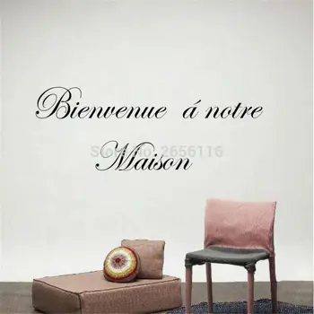 Fransk Velkommen Citater vægoverføringsbilleder Bienvenue Et Notre Maison Vinyl Vægmaleri Klistermærker til Hjemmet Indretning