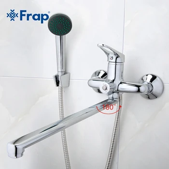 Frap Badeværelse Mixer 40cm rustfrit stål lang næse outlet messing bruser faucet F2213