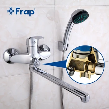 FRAP ET sæt 30cm længde outlet drejet Messing krop Badeværelse bruser faucet Fire håndtag muligheder F22001