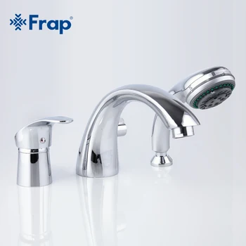 Frap Tre-stykke Badekar Faucet Fuld Tre-hul Adskillelse Split Badekar med Varmt og Koldt Vand, Mixer med håndbruser F1121