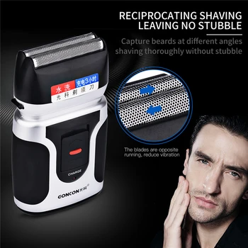 Frem-og tilbagegående Dobbelt Klinge Elektrisk Shaver Vaskbar Genopladelige Barberblade til Mænd intimbarbering maskine med en bakkenbarter trimning blade36