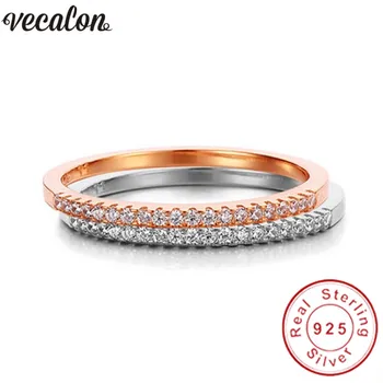 Fremme 90%OFF Vecalon infinity-ring 925 Sterling Sølv Kvinder Engagement bryllup Band ring AAAAA Zircon Cz Finger ring G