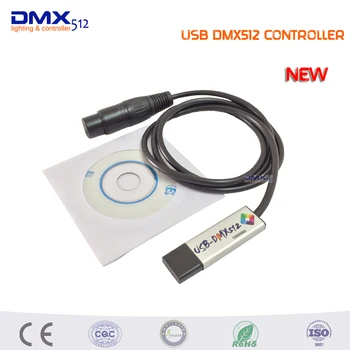 Fremme!!! LED DMX512 Computer PC Fase Belysning Controller Lysdæmper til USB-DMX-Interface-Adapter Med CD