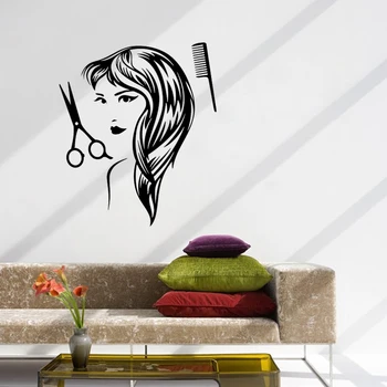 Frisør redskaber Skønhedssalon Barbershop DIY Tapet Flytbare Vinyl Home Decor Art Wall Stickers JG1318