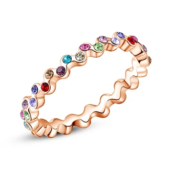 Fuld af små farverige østrigske krystal ringe, for kvinder cocktail party mode smykker tilbehør til piger bijoux CC514
