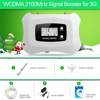 Fuld Intelligent LCD display 3G Signal booster 2100mhz WCDMA Repeater 3g cellulære signal forstærker booster Forstærker kit