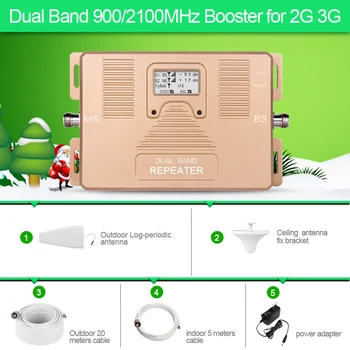 Fuld Smart !DUAL BAND 900/2100mhz hastighed 2g 3g signal booster signalet mobiltelefon repeater forstærker med LCD-display kit