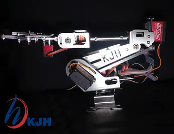 Fuldt Samlet 6-Aksen Mekanisk Robot-Arm Klemme Metal digital servo motor for Arduino, Hindbær mo Gratis fragt