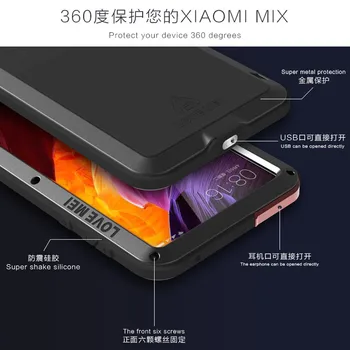 Full Body Beskyttende Xiaomi Mi Mix 2 Tilfælde Gorilla Glas, Metal, Aluminium Rustninger Stødsikkert Tunge Sag For Xiaomi Mi Mix 2 Tilfælde