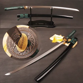 Full Tang Japansk Samurai Sværd, Katana Damaskus Foldet Stål, Ler Hærdet Kniv Kan Skære Træet Fast Hamon-Sharp er Klar til Kamp