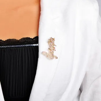 Funmor Musik Note Store Brocher For Kvinder Østrigske Krystal Tørklæde Pels Klip Pins-Ikonet Smykker Party Dress Broche Dekoration