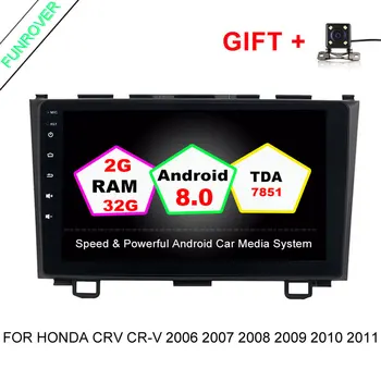 Funrover 2 din Android 8.0 Bil DVD-GPS for Honda CRV CR-V 2006 2007 2008 2009 2010 2011 wifi Video radio 1024*600 9inch 2G+32ROM