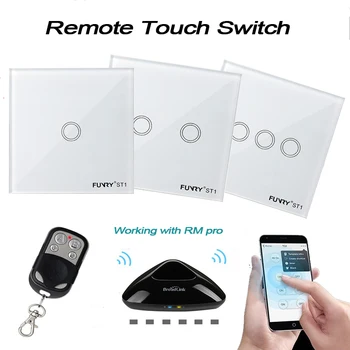 Funry 1 2 3 Bande EU ' s Remote Switch Wifi Kontrol Trådløse Fjernbetjening Wall Light Touch Skifte Arbejde Med Broadlink / Geeklink Smart Home