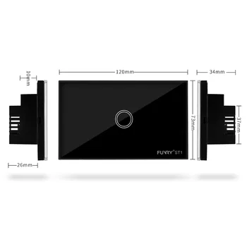 FUNRY ST1-OS 1Gang Standard Touch Skifte LED-Væg Lys, Smart Remote Switch Vandtæt lyskontakten 110-240V Krystal Glas Panel