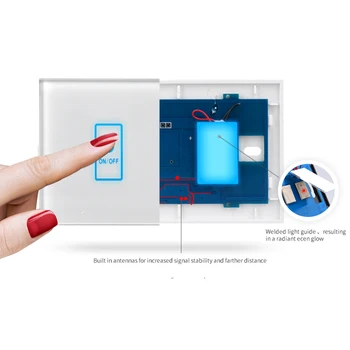 Funry ST2 3Gang OS Standard Switch Knap Sensor Touch Skifte Touch væglampe Skift Glas Touch Skift 110-240V 120*73*34