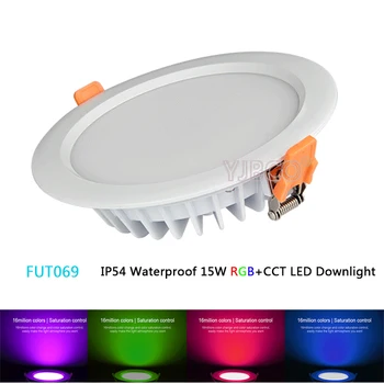 FUT069 IP54 Vandtæt Milight 15W 2,4 G RGB+CCT Dæmpbar LED Downlight AC86-265V Runde Reccessed Lys B8 FUT092 fjernbetjening
