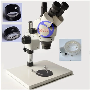 FYSCOPE Mikroskop 3,5 X-90X Trinokulartubus Inspektion Mikroskop med Super Stor Bevoksning +144 stk LED Lys SZM2.0X SZM0.5X linse