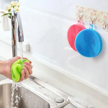 Fødevaregodkendt Silikone Svamp Opvask Børste Skrubber Skål Antibakteriel Smart