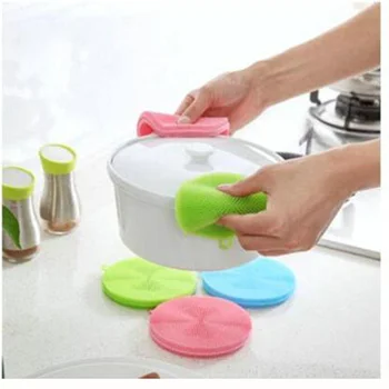 Fødevaregodkendt Silikone Svamp Opvask Børste Skrubber Skål Antibakteriel Smart