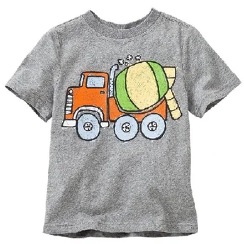 Første Bevægelser Baby Drenge T-Shirts Grå Med Køretøjet Fashion Babytøj 1 2 3 4 5 6 År Børn Toppe Bomuld T-Shirts