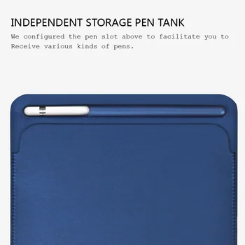 Førsteklasses Imiteret PU læder Sleeve etui til iPad Pro 12.9 2017 Pouch Taske Cover med Blyant Slot til iPad Pro 12.9