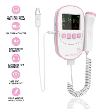 Føtal Doppler Med Øre Termometer, Premium, Professional 2MHZ Detektor, Bærbare Graviditet Angel Lyder Hjerteslag Skærm-Pink