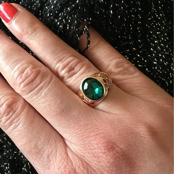 G019 Hot Sælger Nye Mode Klassiske ZC Golden Forgyldt Grøn Krystal Ring Med Zircon For Kvinder Gave Pige Bryllup Smykker Party