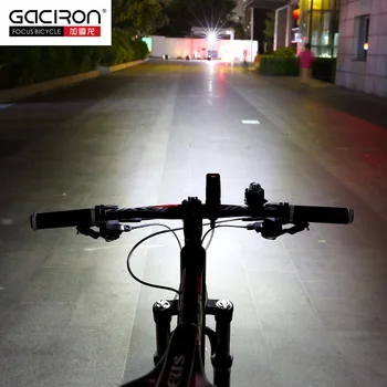 Gaciron Cykel Forlygte Indbygget 2500mAH Batteri USB-Opladning 600 Lumen 9 timer Runtime Side Synlig Cykling Foran Belysning