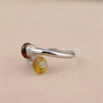 GAGAFEEL Nye 925 Sterling Sølv Natural Gul Rød Kvinder Ringe Mode Oprindelige Fine Smykker Søde Ring til Fest Charme Dropship