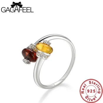 GAGAFEEL Nye 925 Sterling Sølv Natural Gul Rød Kvinder Ringe Mode Oprindelige Fine Smykker Søde Ring til Fest Charme Dropship